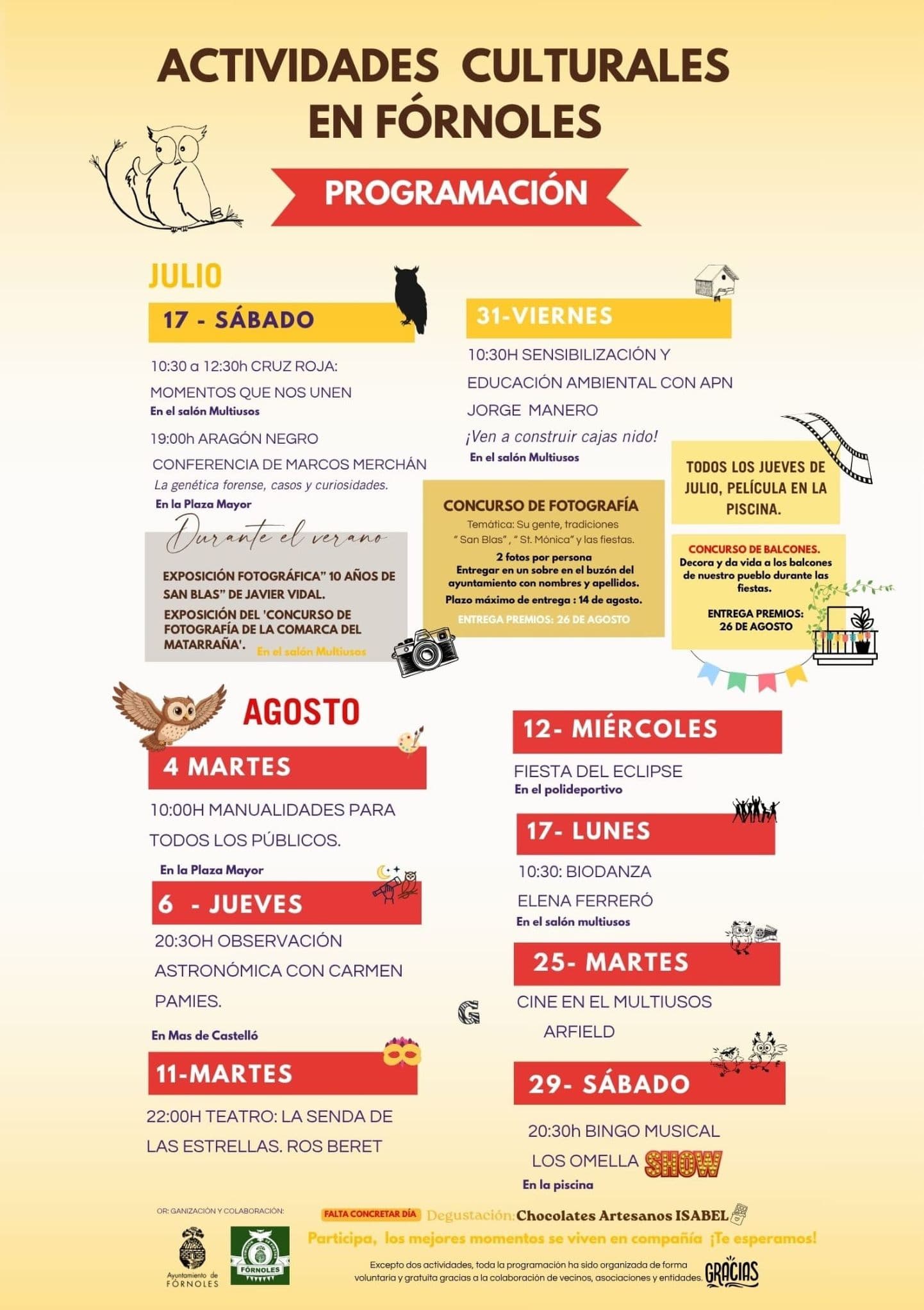 Actividades culturales en Fórnoles 