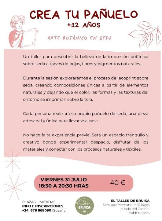 Crea tu pañuelo. El Taller de la Bruixa en Valderrobres. 