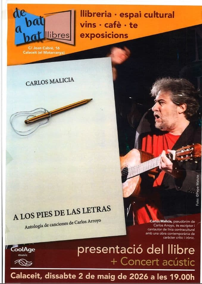 Presentación de libro y concierto acústico en De Bat a Bat llibres en Calaceite