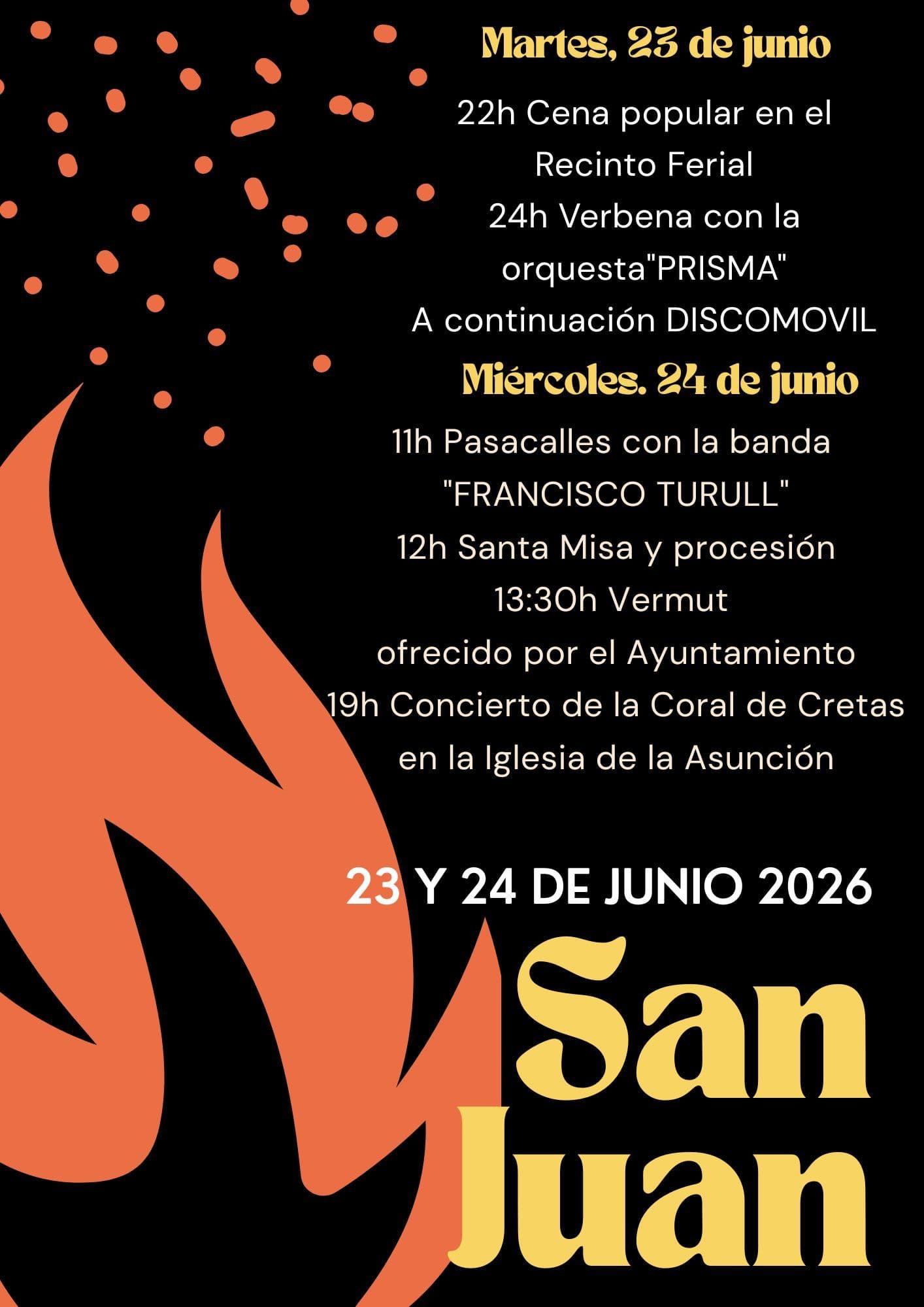 Celebración de San Juan en Cretas.