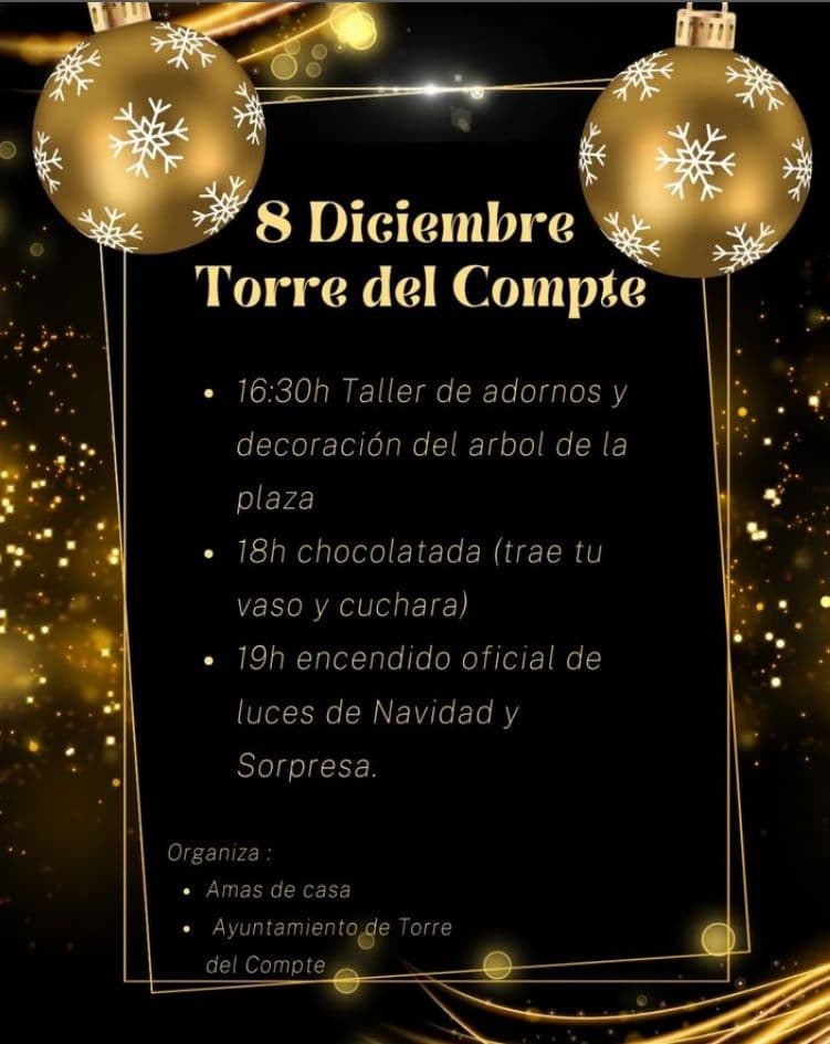 TALLER DE ADORNOS NAVIDEÑOS Y ENCENDIDO DE LUCES EN TORRE DEL COMPTE